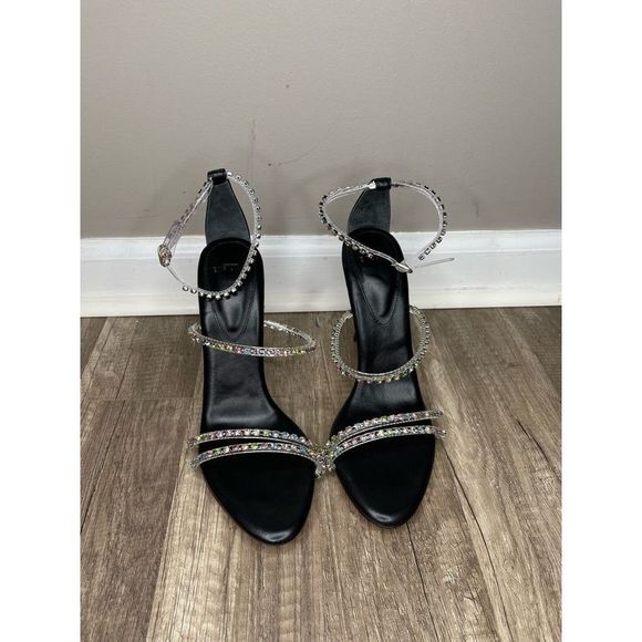 Alexandre Birman Dolores 100 Black & Sparkling Straps Sandal - Picture 7 of 11